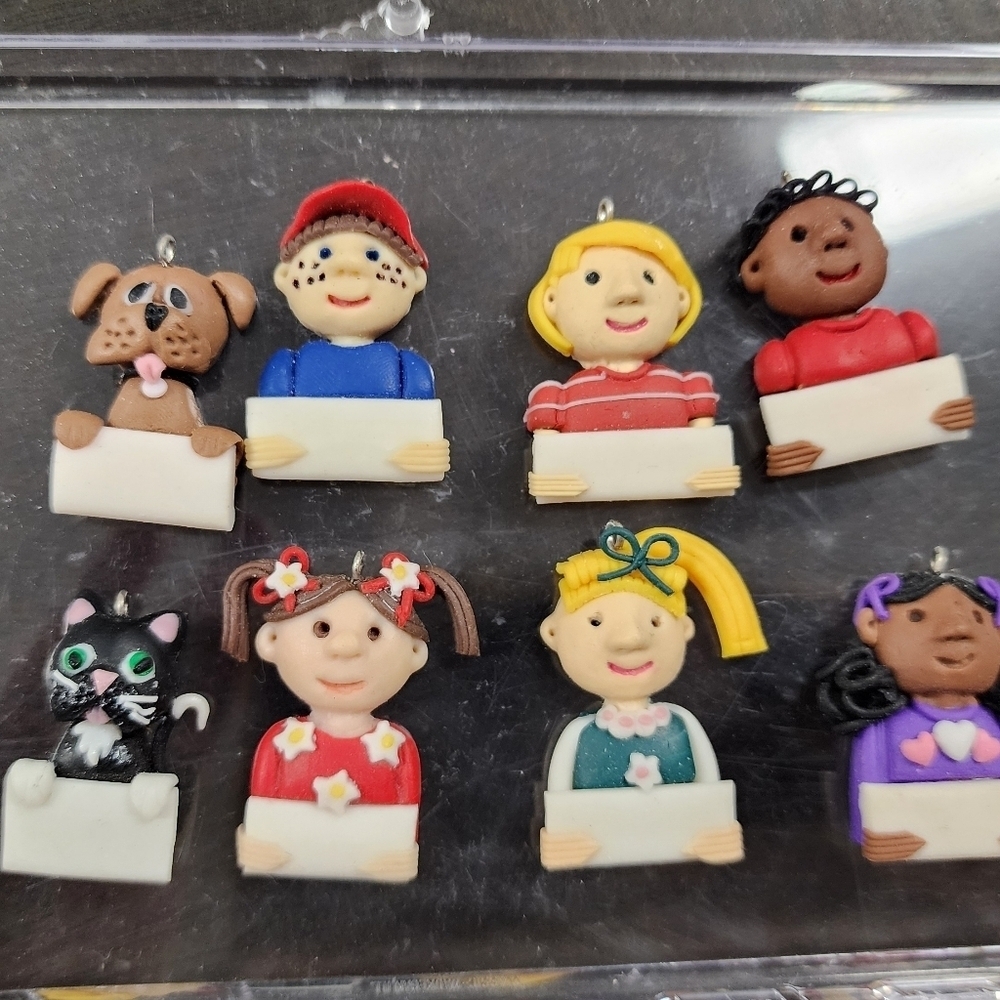 8 Pcs Colorful Character Charms Beads Jewelry Making Clay New